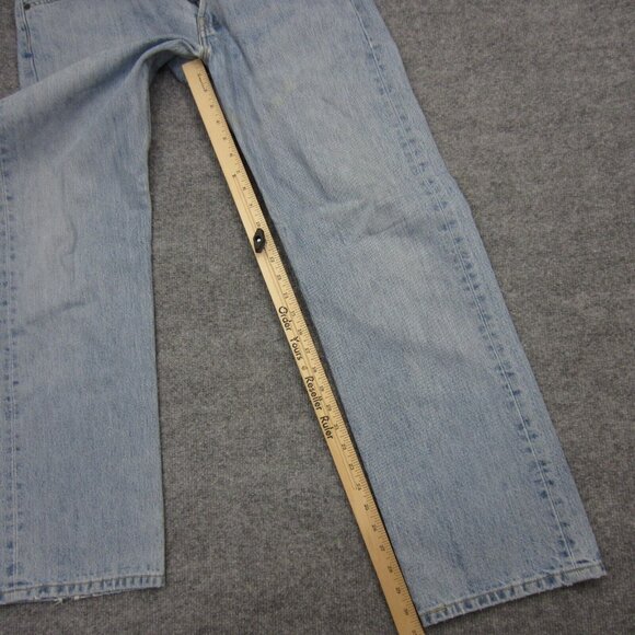 Levi's 501 Straight Leg Button Fly Light Wash Jeans Mens 35x32 Blue Denim Vtg - Picture 12 of 14